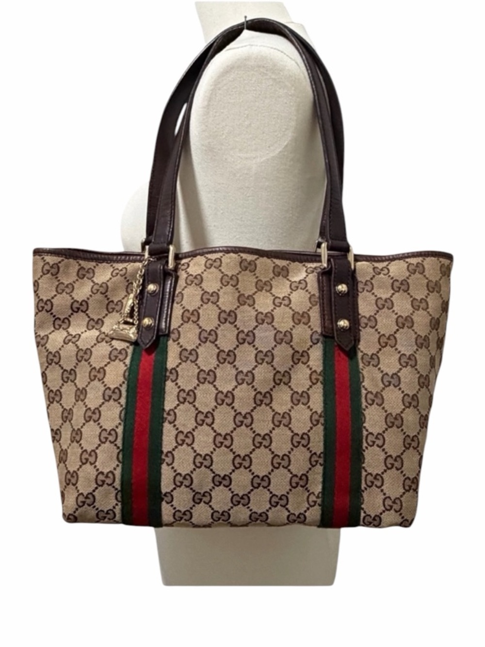 Gucci GG Supreme Jolicoeur Web Stripe Tote Bag Small Ophidia Style - Picture 2 of 15